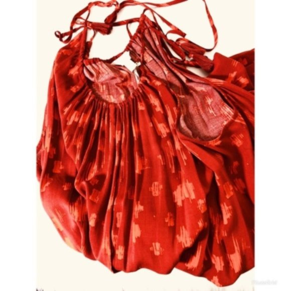 SOLD a:glow Maternity Red Halter Maxi Dress Sz S - Picture 3 of 8